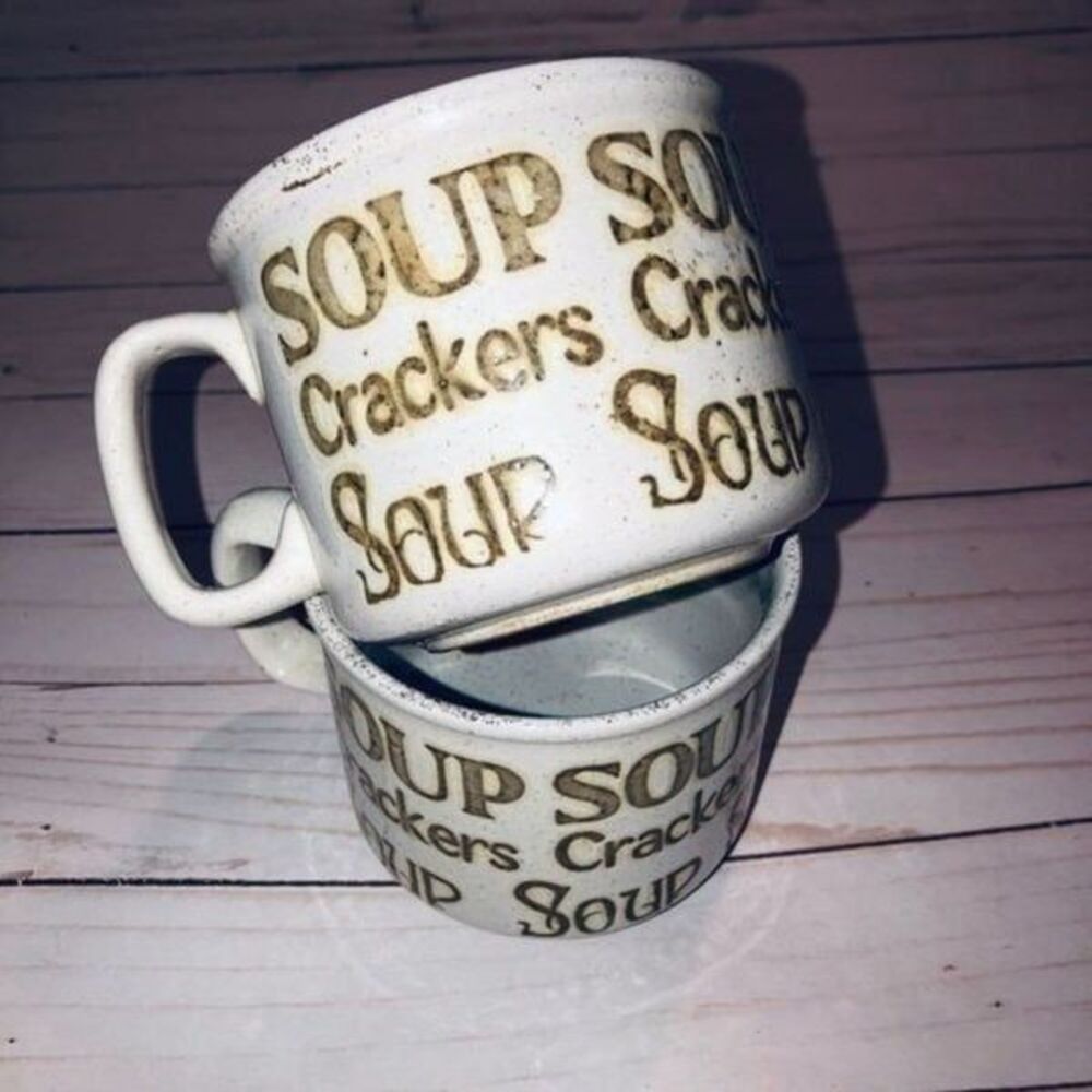 Soup Crackers mug 16 Oz 2 pc made in England